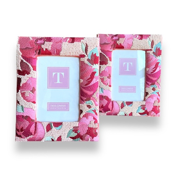Two's Company Other - NWT Two’s Company set of 2 La Vie en Rose 4x6 picture frames Beadwork Embroidery